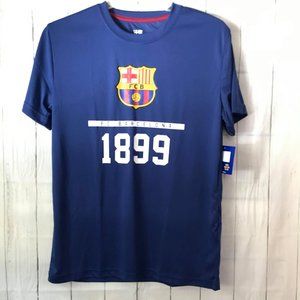 Barcelona FC Men’s Short Sleeve Jersey Athletic Shirt Color Navy Blue Sz S